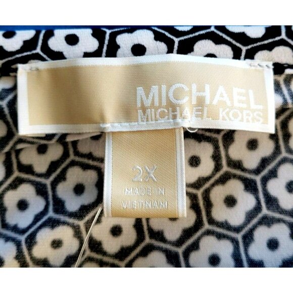 Michael Kors Women's Sheath Dress Black & White Floral Knee Length - 2X  NWT - Picture 5 of 9